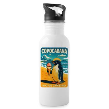 Copocabana Pinguin Rio Poster - Trinkflasche mit integriertem Trinkhalm - Weiß - Rechts