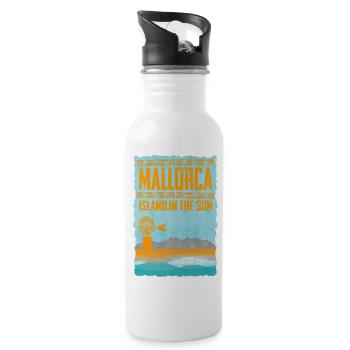 Mallorca Insel im Sonnenschein - Trinkflasche mit integriertem Trinkhalm - Weiß - Rechts