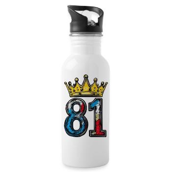 81 Zahl Krone - Trinkflasche mit integriertem Trinkhalm - Weiß - Rechts