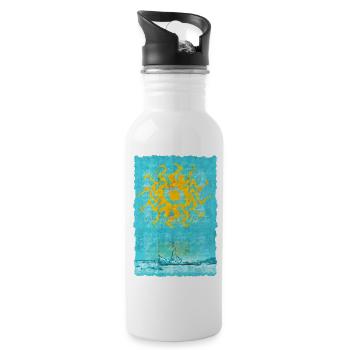 Sonnenwirbel am Strandboot - Trinkflasche mit integriertem Trinkhalm - Weiß - Rechts
