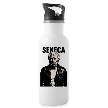 Seneca Stoischer Philosoph Rebell Porträt - Trinkflasche mit integriertem Trinkhalm - Weiß - Rechts