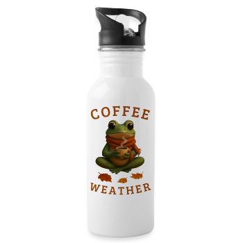 Herbstfrosch Frosch mit Kaffee Herbst Geschenkidee - Trinkflasche mit integriertem Trinkhalm - Weiß - Rechts
