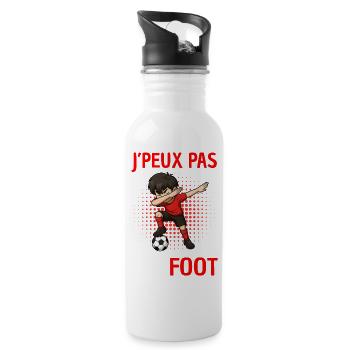 I can't I have football – Humorous football T-shirt - Water bottle with straw - white - Right