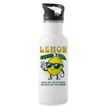 Lemon Squad Sour On The Inside Lemon Fruit - Water bottle with straw - white - Right