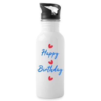 ALLES GUTE ZUM GEBURTSTAG. ALLES GUTE ZUM GEBURTSTAG. JAHRESTAG. - Trinkflasche mit integriertem Trinkhalm - Weiß - Rechts