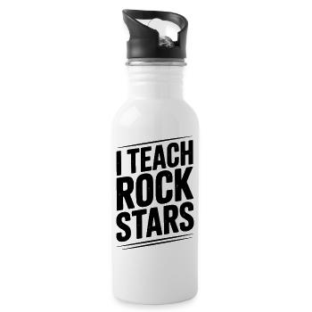 Ich unterrichte Rockstars - Trinkflasche mit integriertem Trinkhalm - Weiß - Rechts