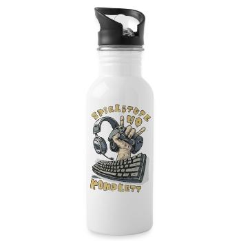 Gamer Keyboard Headphones 40th Birthday bday - Water bottle with straw - white - Right