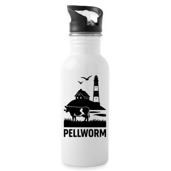 Insel Pellworm - Trinkflasche mit integriertem Trinkhalm - Weiß - Rechts