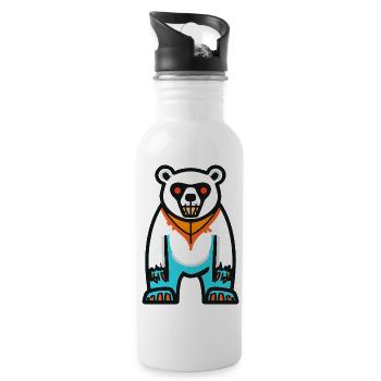 Polar Bear Halloween Zombie - Water bottle with straw - white - Right