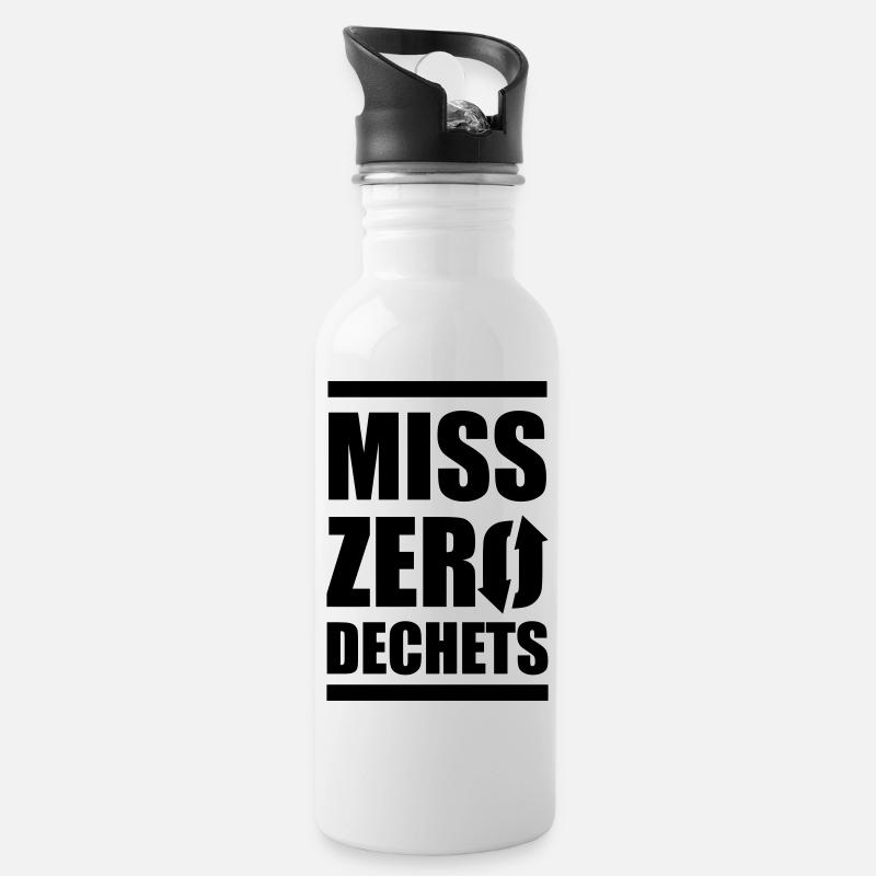Miss Zero Waste - Trinkflasche mit integriertem Trinkhalm - Weiß