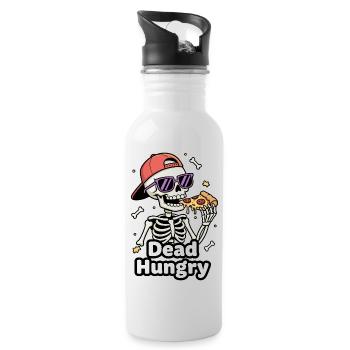 Dead Hungry Skeleton Pizza - Water bottle with straw - white - Right