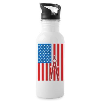 4th of July USA Architecture - Water bottle with straw - white - Right