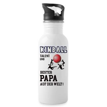 Kinball Spieler Kinballer Papa Vater Mann - Trinkflasche mit integriertem Trinkhalm - Weiß - Rechts