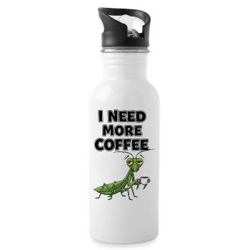 Ich brauche mehr Kaffee Mantis - Trinkflasche mit integriertem Trinkhalm - Weiß - Rechts
