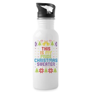 This Is My Pride Christmas Sweater Ugly Christmas - Trinkflasche mit integriertem Trinkhalm - Weiß - Rechts