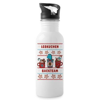 Christmas Bakery "Gingerbread Baking Team" Dino - Water bottle with straw - white - Right
