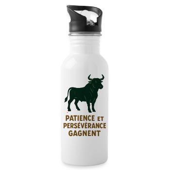 Taurus Star Sign - Astrology - Water bottle with straw - white - Right