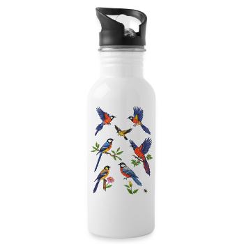 Eisvögel - Trinkflasche mit integriertem Trinkhalm - Weiß - Rechts