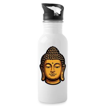 Golden Buddha Meditation Aura - Water bottle with straw - white - Right