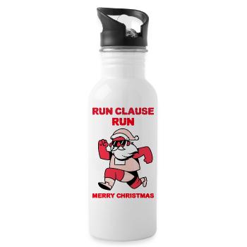 Lauf, Klausel, Lauf – Weihnachtsdesign - Trinkflasche mit integriertem Trinkhalm - Weiß - Rechts
