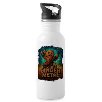 Ginger Metal – Funny Christmas Design Metal Fan - Water bottle with straw - white - Right
