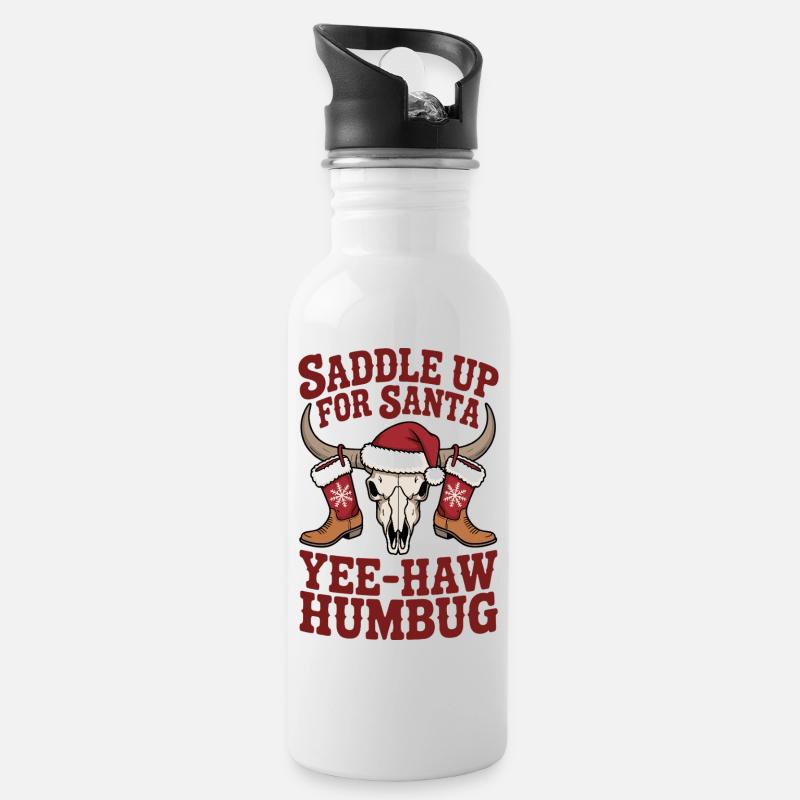 Selle pour Santa Yee-Haw Humbug Christmas Desig - Gourde avec paille intégrée - blanc