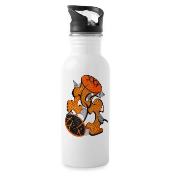 Art de forme abstraite orange - Gourde avec paille intégrée - blanc - Droite
