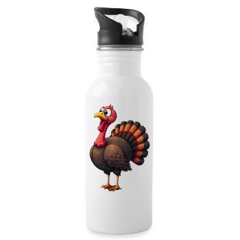 Thanksgiving Drôle Dinde de Thanksgiving - Gourde avec paille intégrée - blanc - Droite