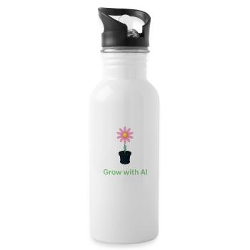 KI-Blume im Topf - Trinkflasche mit integriertem Trinkhalm - Weiß - Rechts