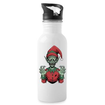 Gruseliges Skelett Weihnachtswichtel Horror Gesche - Trinkflasche mit integriertem Trinkhalm - Weiß - Rechts