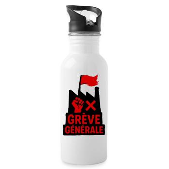 Grève générale - Syndicat - Gourde avec paille intégrée - blanc - Droite