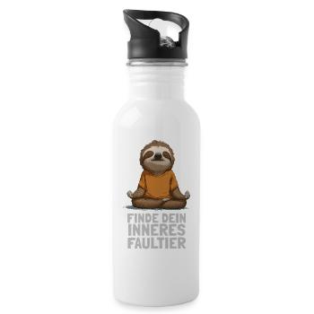 Trouvez votre paresseux intérieur - Yoga Sloth Motif - Gourde avec paille intégrée - blanc - Droite