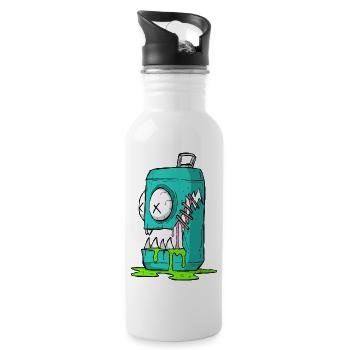 Monster Box Cartoon Comic - Water bottle with straw - white - Right