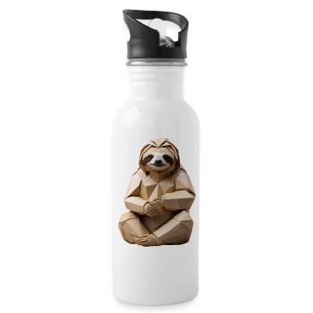 Polygon-Sloth Kuschel-Design - Trinkflasche mit integriertem Trinkhalm - Weiß - Rechts