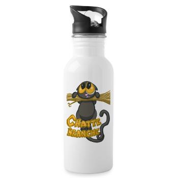 chatte branche ? - Gourde avec paille intégrée - blanc - Droite