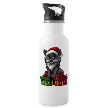 Cadeaux de Noël du Loup - Gourde avec paille intégrée - blanc - Droite