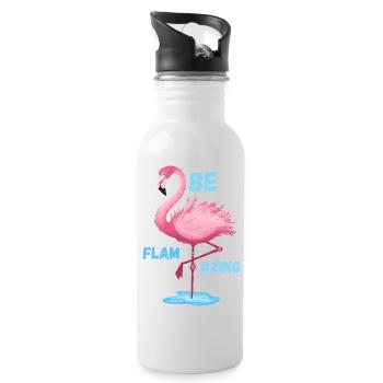 Rose Flamant Rose Sera Flacon - Gourde avec paille intégrée - blanc - Droite