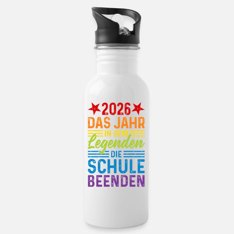 2026 Das Jahr in dem Legenden die Schule beenden - Trinkflasche mit integriertem Trinkhalm - Weiß