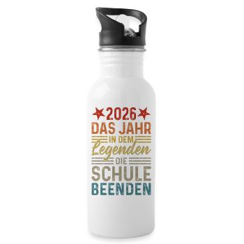 2026 Das Jahr in dem Legenden die Schule beenden - Trinkflasche mit integriertem Trinkhalm - Weiß - Rechts