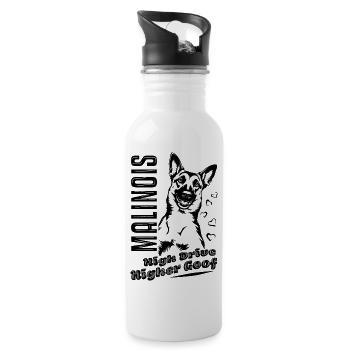 Belgischer Malinois High Drive Higher Goof - Trinkflasche mit integriertem Trinkhalm - Weiß - Rechts