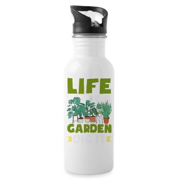 Cadeaux pour les jardins et les amoureux des plantes - Gourde avec paille intégrée - blanc - Droite