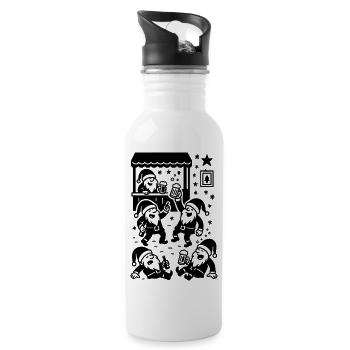 Gnomes Christmas Market Mulled Wine Beer Drinking - Water bottle with straw - white - Right