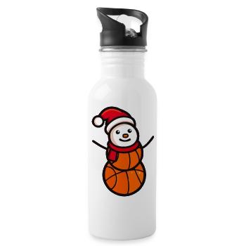 Basketball Snowman Sports de Noël - Gourde avec paille intégrée - blanc - Droite