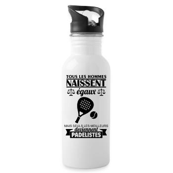 All men are born equal padelist padel player - Water bottle with straw - white - Right