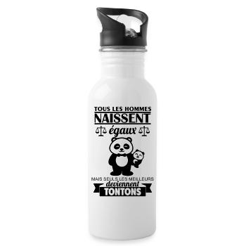 Alle Männer sind gleich Onkel, Onkel, Onkel - Trinkflasche mit integriertem Trinkhalm - Weiß - Rechts