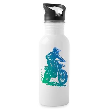 Clear motocross motif for every day - Water bottle with straw - white - Right
