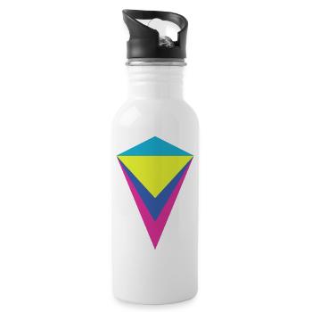 Multi-layered neon diamond - Water bottle with straw - white - Right