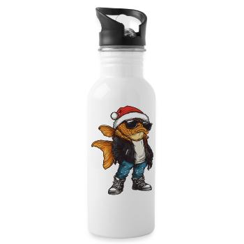 Goldfisch Weihnachten Winter - Trinkflasche mit integriertem Trinkhalm - Weiß - Rechts