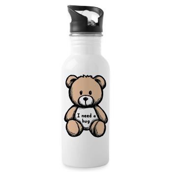 Soft Teddy Bear – Illustration Tenderness - Water bottle with straw - white - Right