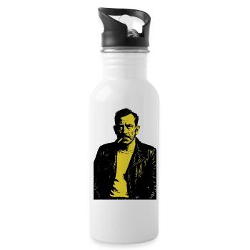 John Steinbeck Noir Rebel Portrait - Water bottle with straw - white - Right